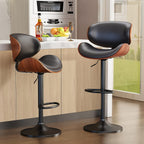 3pcs Modern Faux Leather Upholstered Bar Stools, 360° Swivel Adjustable Height with Backrests, Metal Tall Bar Stools Counter Height for Kitchen Island, Hydraulic Island Barstools