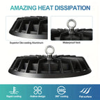 10pcs 200W UFO LED High Bay Light, Cold White 6000K, LED Commercial Lighting Fixtures, 90-277V, for Warehouse Garage Workshop Mall Factory Industrial Barn Gym, Dustproof And, with 4Ft US Plug