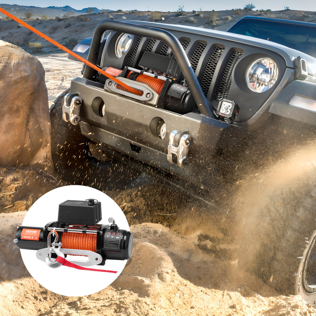 VEVOR Electric Winch Truck 10, 000 lb, 12V, for UTV, ATV, Jeep, and Truck Wrangler