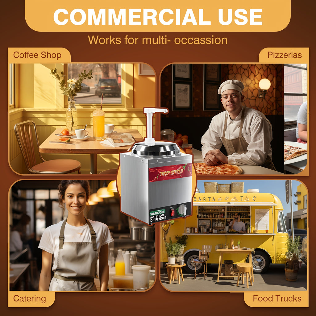 Premium Nacho Cheese Dispenser - Commercial-Grade Stainless Steel Pump Dispenser with Adjustable Temperature Control