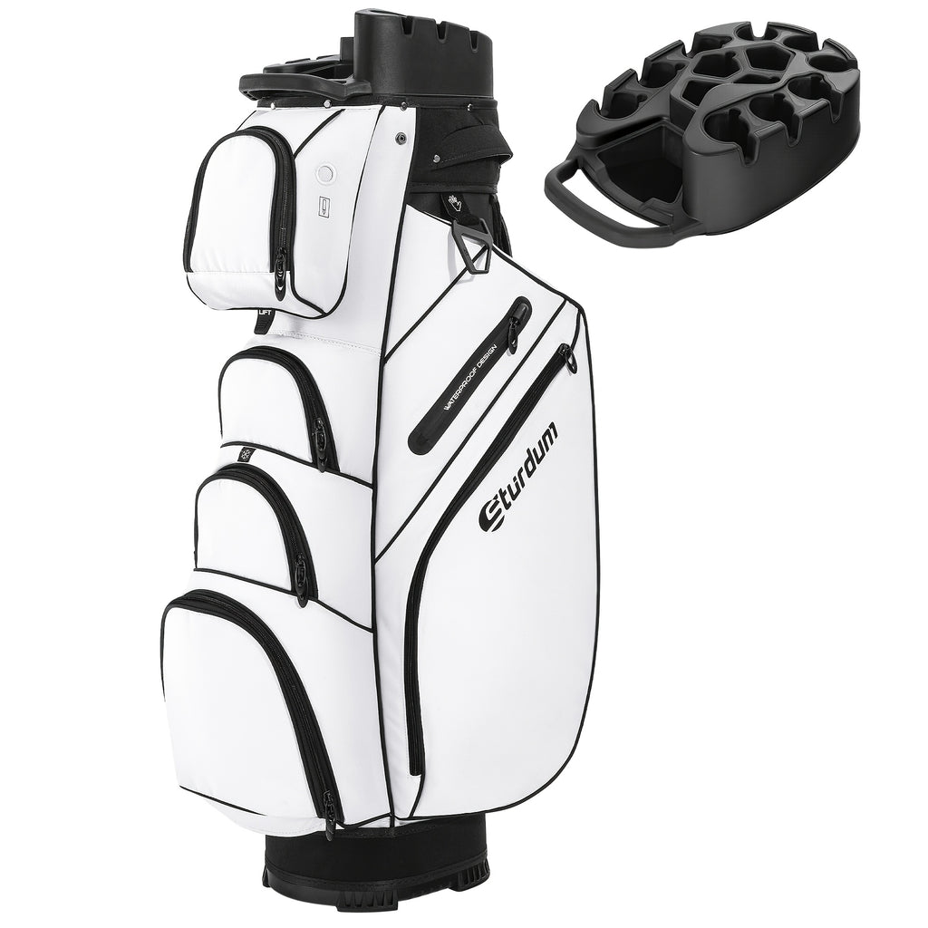 Professional Silent T- Lock Golf Cart Bag 14 Way Full Length Layer Lock Protection Silent Inner Shell Ergonomic Strap with Rain Cover