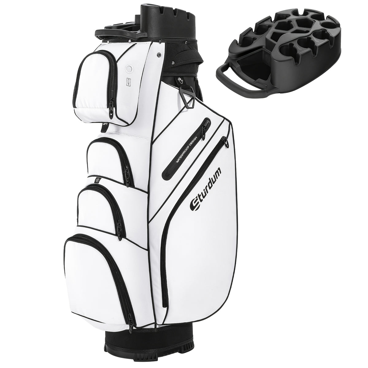 Professional Silent T- Lock Golf Cart Bag 14 Way Full Length Layer Lock Protection Silent Inner Shell Ergonomic Strap with Rain Cover