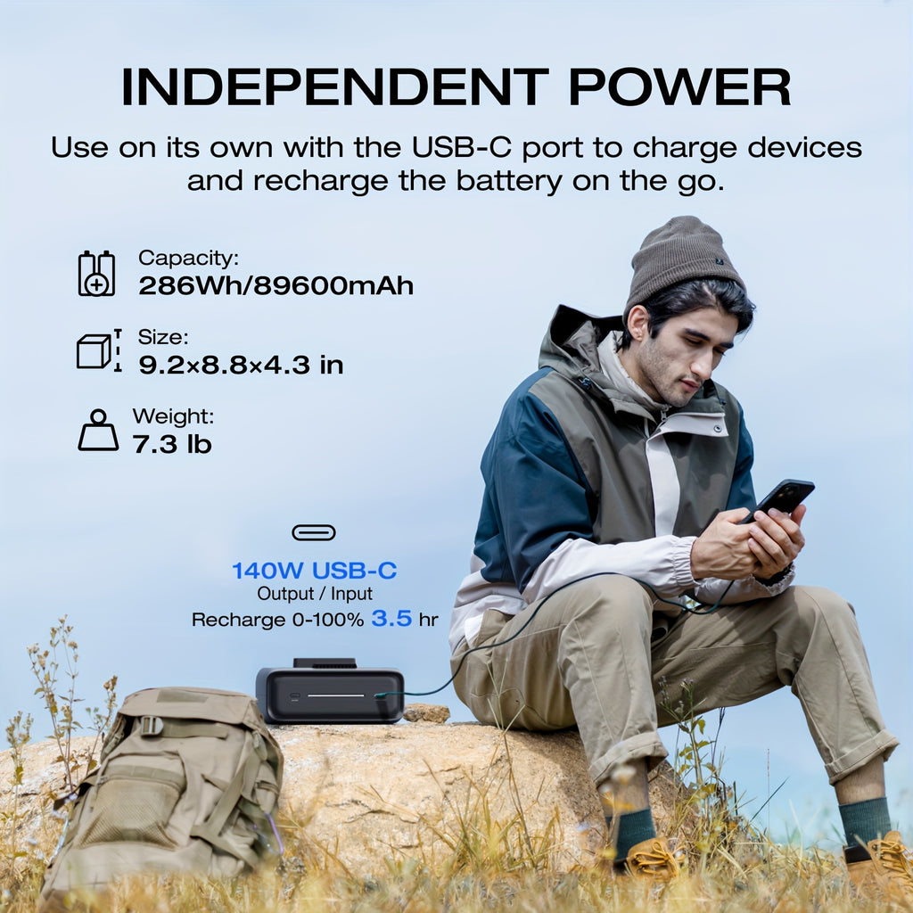 ECOFLOW Extra Battery EB300/EB600 (sku Optional) for River 3 Plus, 286Wh-554Wh -840Wh Expansion LiFePO4 Battery with 10-Year Lifespan, Built-in 140W USB-C Port for Charging/Discharging, Use Independently(Only Extra Battery)