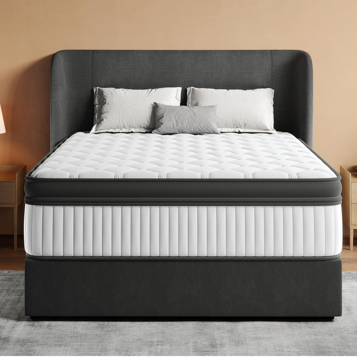 12-inch Full-filled Mattress, Queen Or King Size - Full-size Mattress with Memory Foam And Independent Springs, Medium-firmness, Suitable for Heavy Sleepers - Durable Mattress, Comfortable Bedroom Style, Ergonomically Designed.