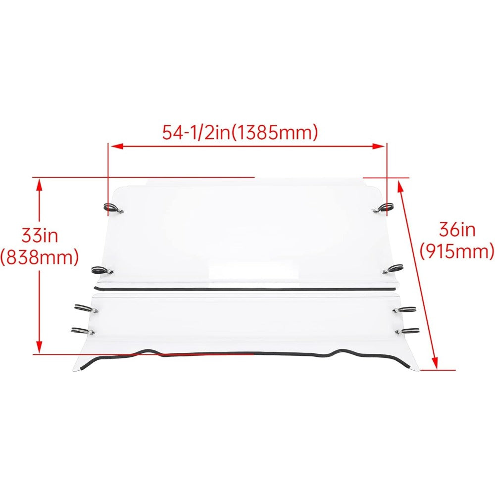 Full Windshield Compatible with 2009-2023 for Polaris Ranger XP 500 570 700 800 Full Size Round Cage Full Windscreen (Two pieces spliced together, Windproof Snow )