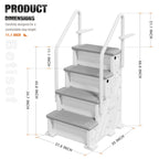 Above-Ground Pool Ladder with Dual Handrails and Four Non-Slip Steps for 46–58 in Pools, Rated to 500 lb