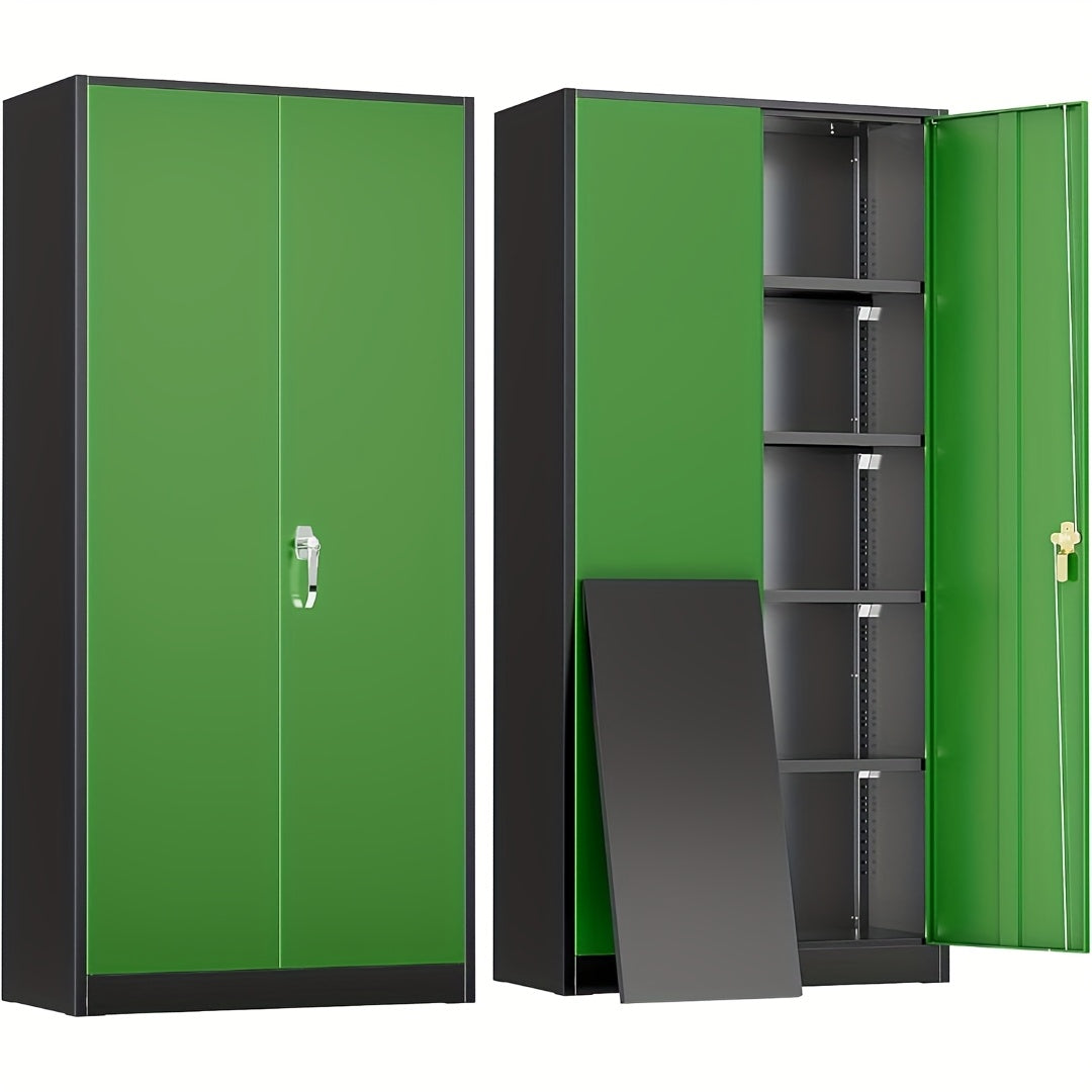 72-Inch Metal Storage Cabinet with Locking Door for Garage, Equipped with 4 Adjustable Shelves, Suitable for Repair Shops, Garages, And Warehouse Storage (Red 72''X 36" X 18")