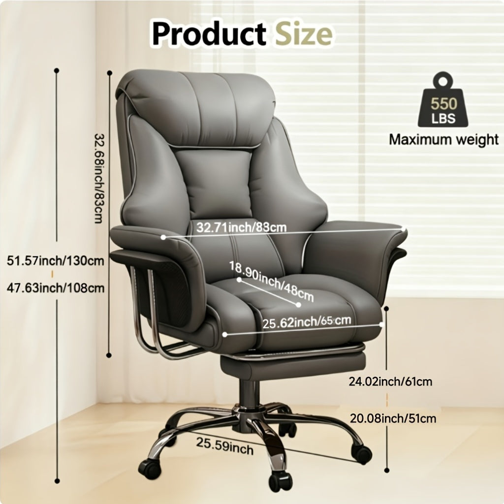 Executive Leather Office Chair, Comfy Desk Chair with Lumbar Support, Adjustable Height And Tilt, Rolling Swivel Chair, an Ergonomic Computer Chair