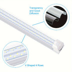 6pcs/lot T8 8ft Integrated LED Tube Light Bulbs 6000K, 120W 8Foot 96 Inch LED Shop Light Fixtures, V Shaped 4 Row Bulbs 2835 LED Chips, 14400lm High Brightness, for Warehouse Ceiling Garage Office Factory, AC 85-277V