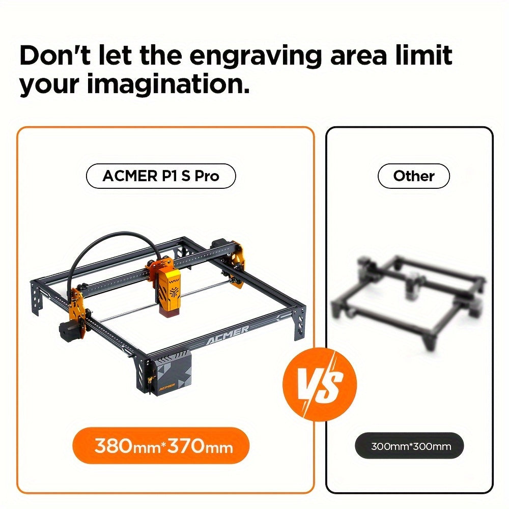 ACMER P1S Pro Laser Engraving Machine, 6W Laser with Z-Axis Lifting Module, WiFi Module, Engraving Accuracy of 0.01mm, 380mm X 370mm Work Area, Diode CNC Machine Tool Blue Light Laser Cutter, Ideal for DIY Craft Enthusiasts, Great Mother's Day Gift