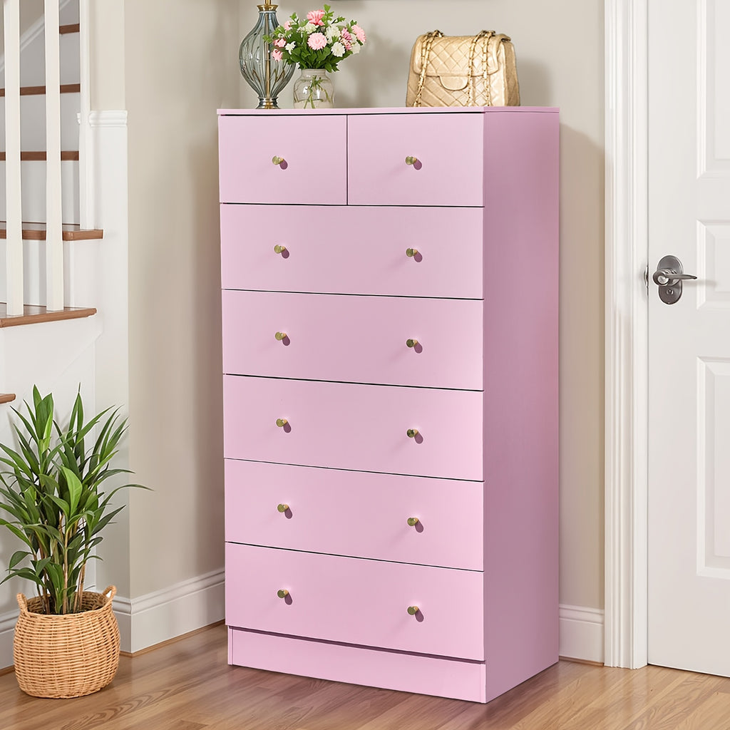 Bonnlo Dresser Featuring Seven Drawers, Wooden Chest of Drawers, Contemporary Storage Organizer Nightstand for The Bedroom