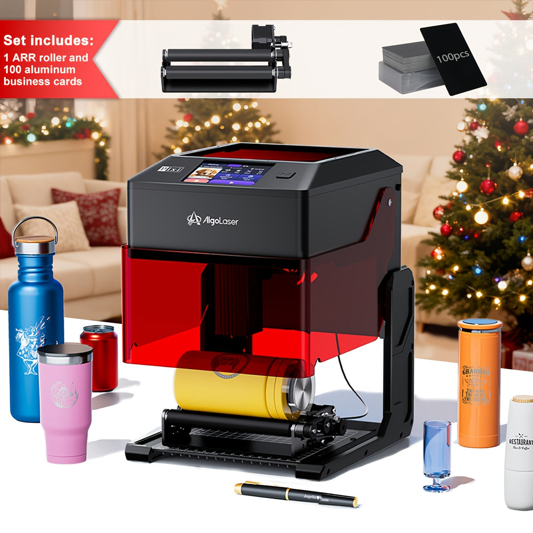 Algolaser Pixi Touchscreen Smart Engraving Machine with Roller, 100x100mm Engraving Range, DIY Holiday Craft Tool, Suitable for Engraving Oval Items Such as Water Cups, Pens, Etc., Valentine's Day Gift