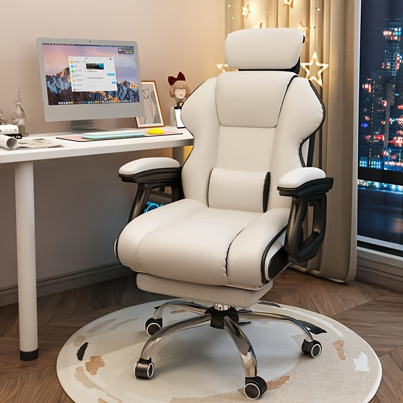 XUEGW High Backrest Chair with Foot Pedals, Home Office Chair, Gaming Chair, Adjustable Height