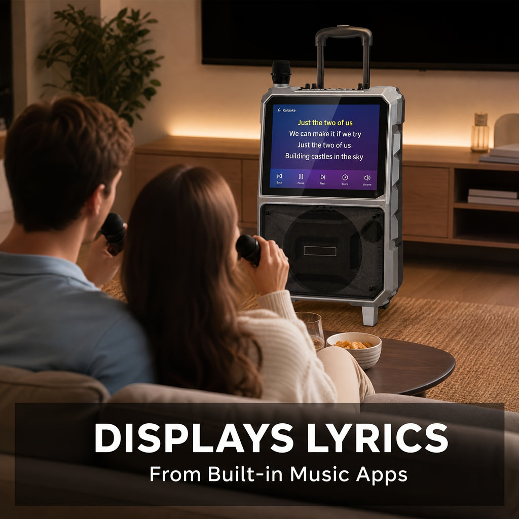 [Portable Party Speaker] Black/Silvery 3000W Karaoke Machine, 8'' Woofer Large Wireless Karaoke Speaker, Portable Party Speaker With Wireless Mics & Bass/Treble/Echo Adjustment, TWS/USB/TF/SD/FM/DJ, 5400Mah Large Capacity Battery