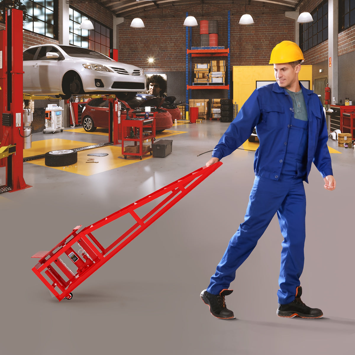 Car Ramps, 2pcs Hydraulic High-lift Service Vehicle Ramps, 5T (11050 Lbs), Car And Truck Wheel Ramps for Oil Change, with Supporting Crane, Suitable for DIY Shops And Car Beauty Shops