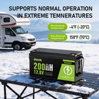 12V 200Ah LiFePO4 Battery, MADOT Built-in 200A BMS, 15000 Deep Cycles, 2560Wh, 10 Years Lifetime, Low Temp Protection Lithium Iron Phosphate Battery for Home Energy, RV, Trolling Motor, Marine, Off-Grid, Solar
