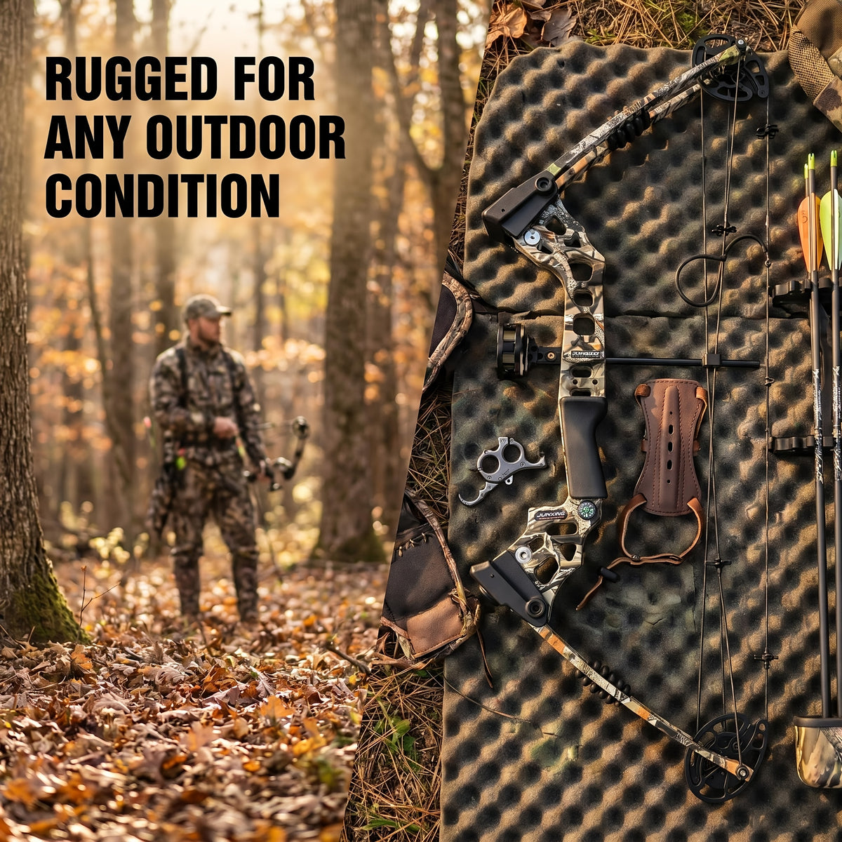 Composite Bow Camouflage Series Archery Set Made of Aluminum Alloy Material for Outdoor Hunting and Shooting. Composite Bow Tension Is Adjustable from 20 Lbs to 70 Lbs, Suitable for Beginners