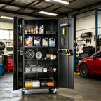 Metal Storage Cabinet with Wheels, Pegboards, Locking Doors And 4 Adjustable Shelves, 71"H/72"H/73"H Tool Cabinet for Garage, Home, Basement, Kitchen