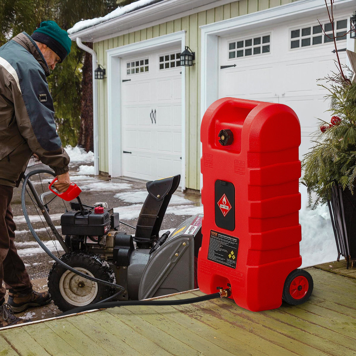 VEVOR Fuel Caddy 15 Gallon Portable Fuel Tank with Gravity & Hand Pump Modes