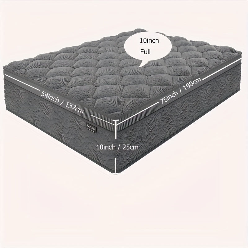 8/10/12 Inch Mattress in Twin, Full, Queen, And King Sizes - Ergonomically Designed, Medium Firm Hybrid Mattress, Offering Luxurious Comfort with Pocket Springs, Grey Quilted Cover, Bed Mattresses