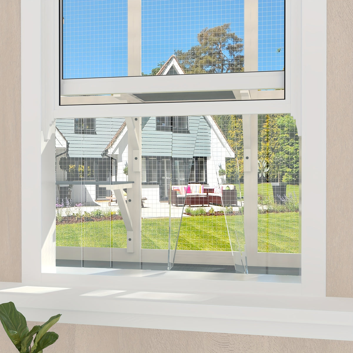 Cat Window Box, Wooden Window Catio for Indoor Cats, Expandable Outdoor Enclosure with 4 Platforms And 3 Doors, Secure Wall-Mounted Perch for Sunbathing, Play And Tunnel Connection, All-Weather Use