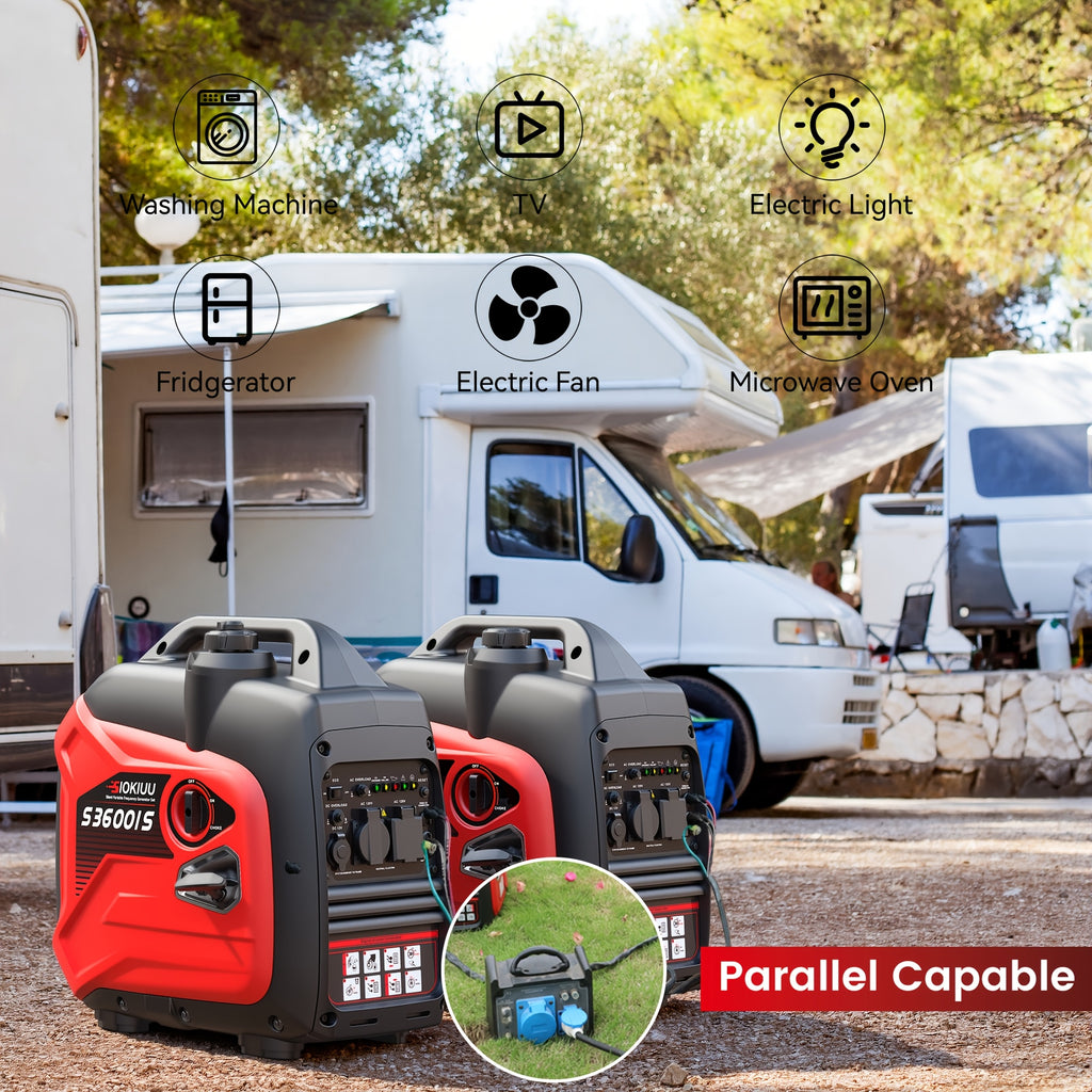 Portable Inverter Generator, Ultra Quiet, CO Alarm, Peak 2500W Rated 1900W, Peak 3200W Rated 2600W, Peak 3600W Rated 3000W, Peak 4000W Rated 3200W, Peak 4500W Rated 3600W, Ideal for Yard, Lawn, Garden, Camping, RV, Home Backup Power