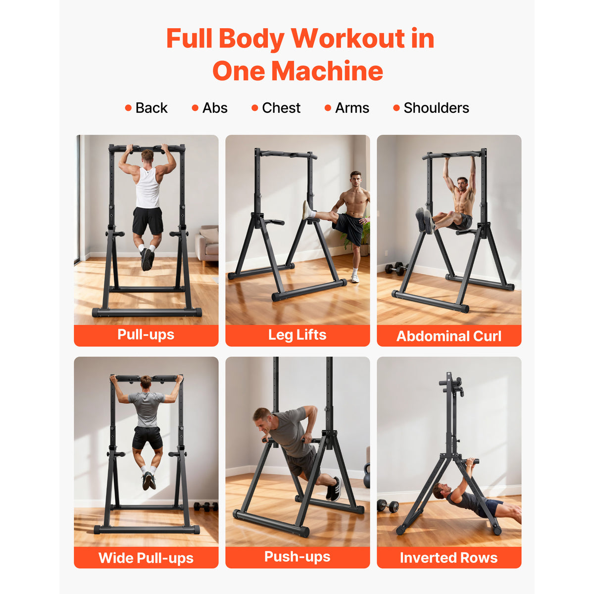 VEVOR Pull Up Bar, 330LBS Capacity Portable Pullup Bar Station, Pullup Bars Free Standing with Triangular Structure & Heavy-Duty Steel Tube, 9 Level Height Adjustment Gravity Fitness for Arms, Back