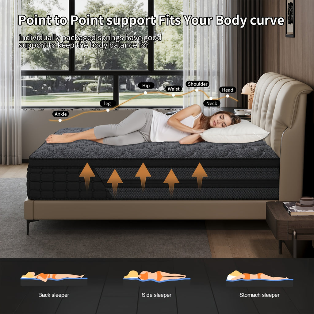 Luxury Mattress 8" 10" 12" 14" Twin Full Queen King Size Gel Memory Foam Pocket Spring Hydird Mattress in A Box Medium Firm