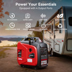 Portable Inverter Generator, Ultra Quiet, CO Alarm, Peak 2500W Rated 1900W, Peak 3200W Rated 2600W, Peak 3600W Rated 3000W, Peak 4000W Rated 3200W, Peak 4500W Rated 3600W, Ideal for Yard, Lawn, Garden, Camping, RV, Home Backup Power