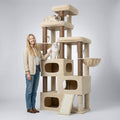 A Robust 85-Inch Cat Tree Designed for Larger Felines, Featuring a Spacious Condo, Sisal Scratching Post, Ramp, And Perch, Suitable for Cats Over 20 Lbs. Ideal for Homes with Multiple Cats, Including Maine Coons