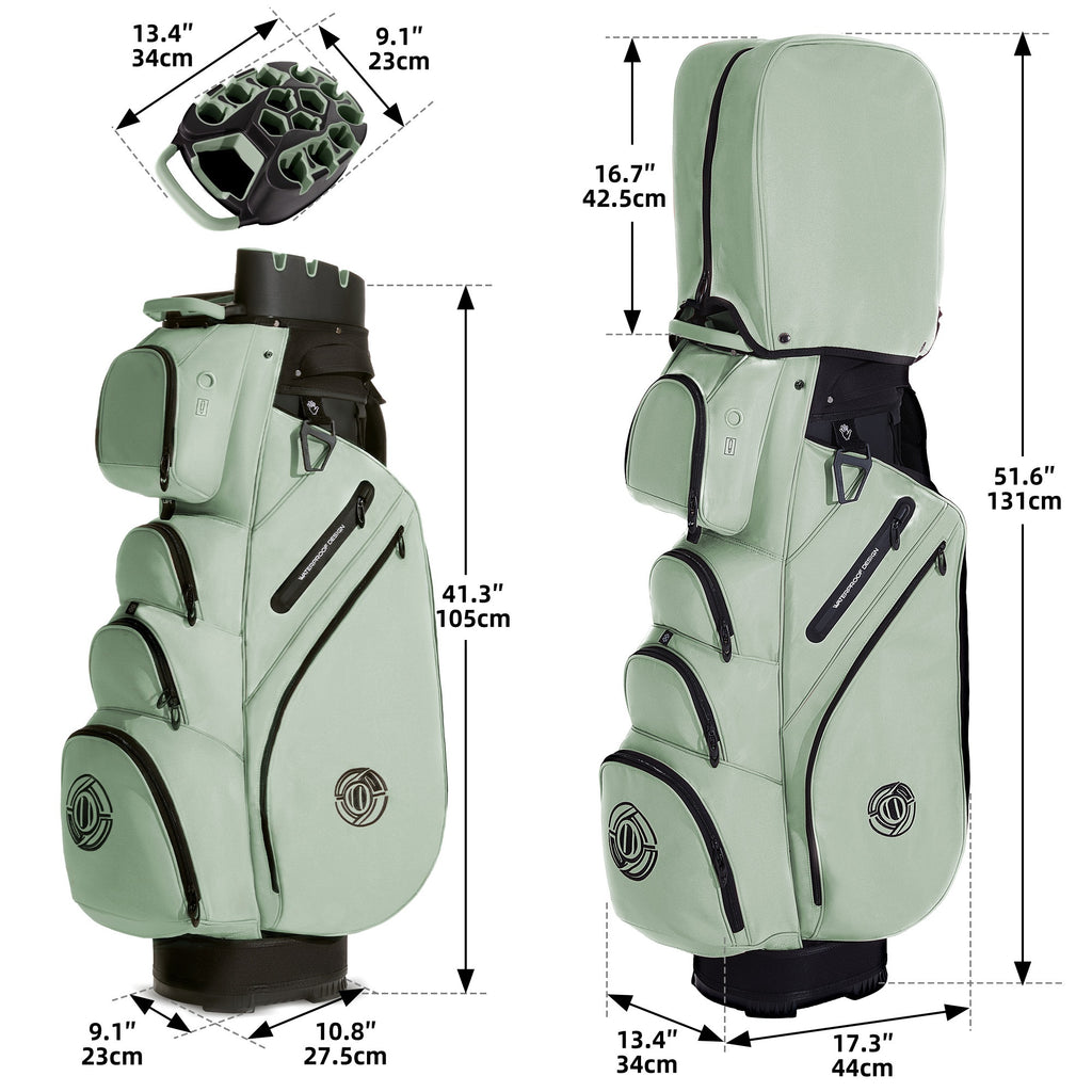 Professional Silent T- Lock Golf Cart Bag 14 Way Full Length Layer Lock Protection Silent Inner Shell Ergonomic Strap with Rain Cover