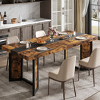 A Spacious Industrial Dining Table Designed for 6 to 8 Individuals, Measuring 71 Inches, Featuring a Robust Metal Frame And a Rustic Brown End, Perfect for Dining Rooms, Kitchens, Or Living Areas