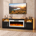 Fireplace TV Stand Entertainment Center with 36" Fireplace, Media TV Console with High Gloss Storage Cabinet And 16 Colors LED Lights, 70" Wooden TV Stand for TVs Up to 80"