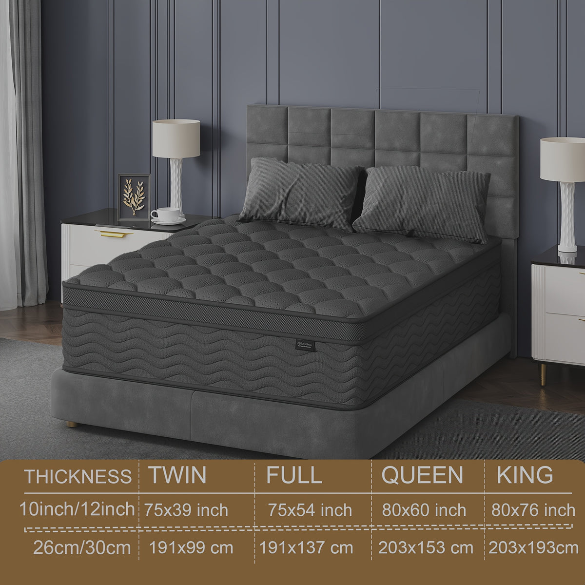 8inch 10inch 12 Inch 14 Inch Multilayer Hybrid Twin Full Queen King Size Mattress- Multiple Sizes & Styles Available, Ergonomic Design with Memory Foam And Pocket Spring, Medium Firm Feel