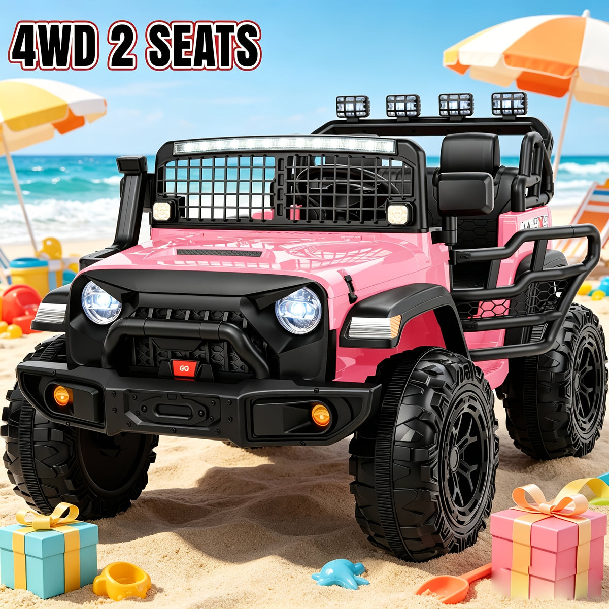 36V 4WD Kids Ride-On UTV Car with Parent Remote Control, 2 Seater, Music, LED Lights, All-Terrain Vehicle for Outdoor Fun, Ideal Gift for Boys & Girls