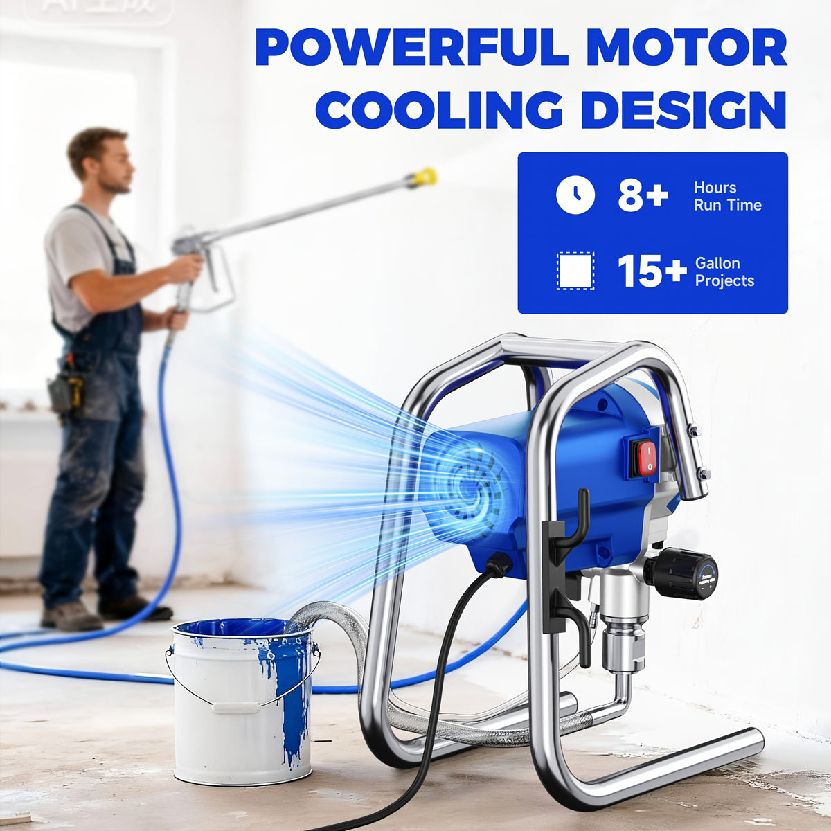 1200W Heavy-Duty Airless Paint Sprayer, Protable Paint Sprayer for House Painting, 3300PSI High Pressure & 40.58oz/Min Flow for Fast Painting, Up to 30% More Coverage with Less Overspray, for Walls, Furniture, Cabinets, Fence, Car Repair DIY