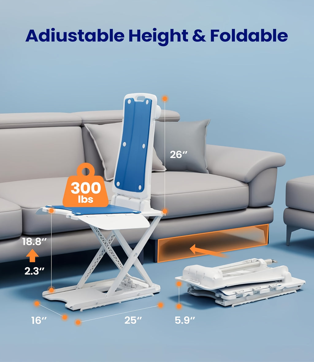 Lightweight Electric Patient Transfer Chair Lift, Fall Assist Medical Device for Elderly, Remote Control Floor Lift for Disabled, Stable Suction Cup Base, 300LBS Weight Capacity, 23 LBS Item Weight