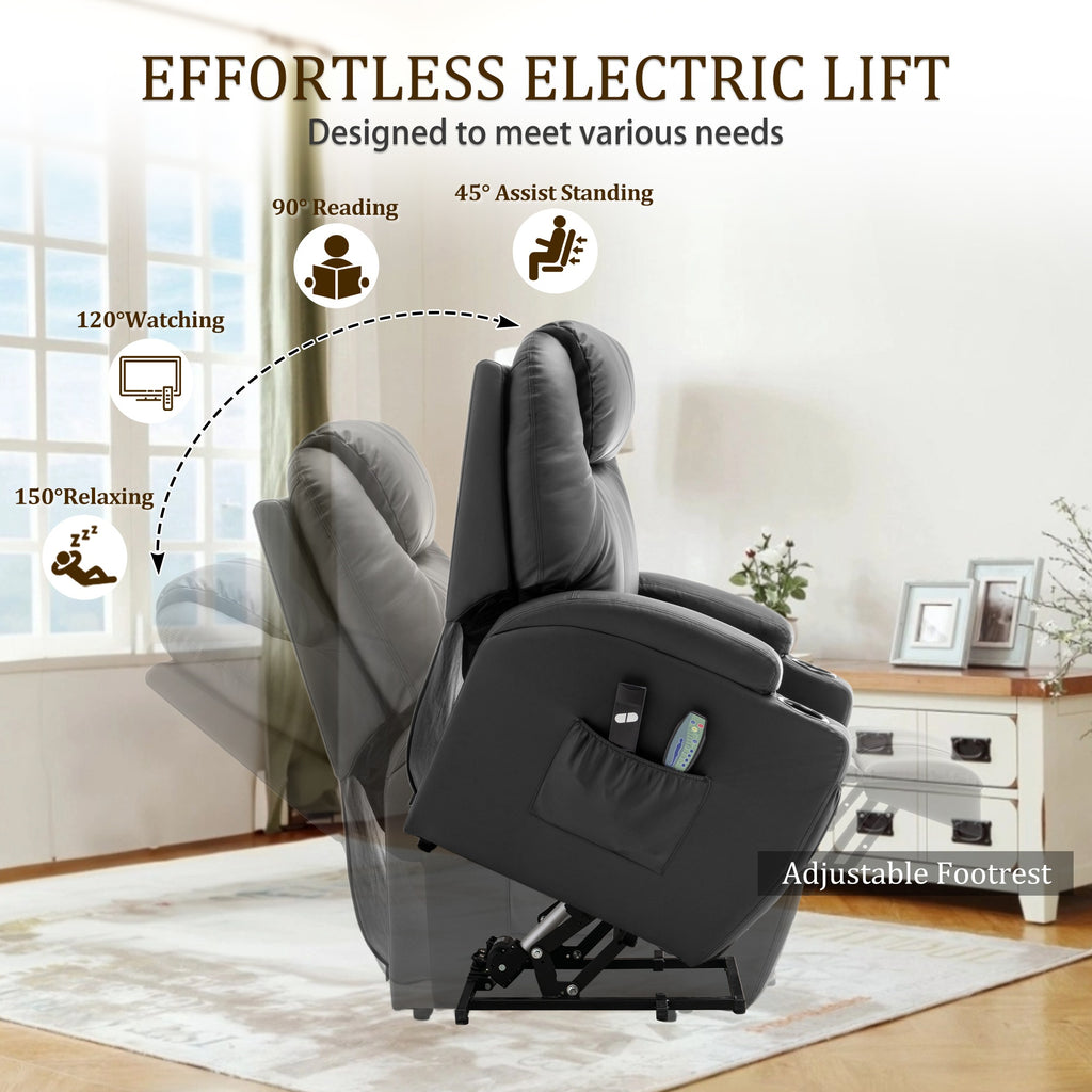 Living Room Massage Chair, Recliner With Heating Function, Adult Electric Lift Chair, Storage Side Pockets And Cup Holders, Medium-sized Leisure Chair, Comfortable PU Leather Material, Orange And Blue Are Technical Fabric