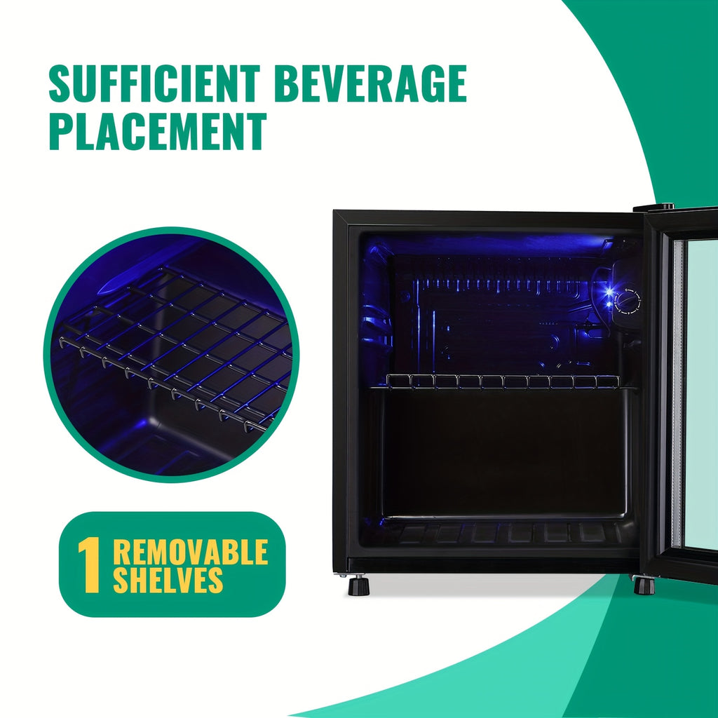 Beverage Refrigerator Cooler 3.5 Cu.Ft/1.7 Cu.Ft, 125/60 Can Mini Small Fridge with Glass Door LED Light And Adjustable Shelves, Perfect for Home Bar Office, Black