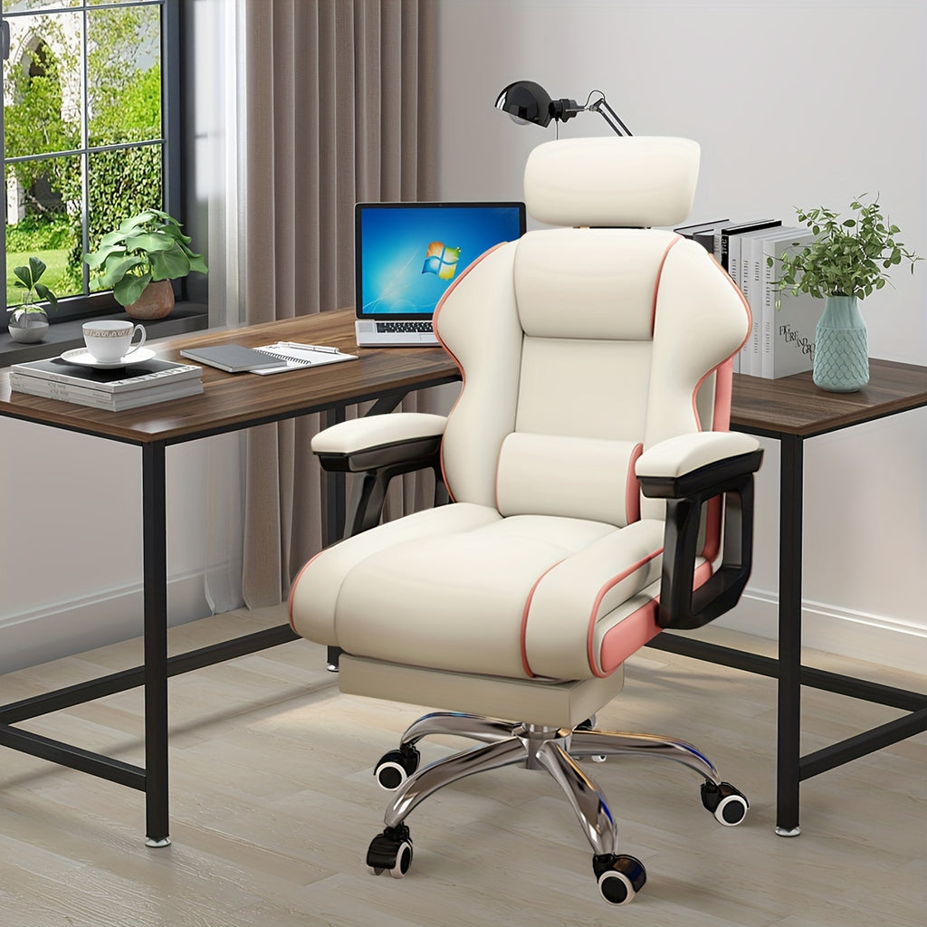 Ergonomic Adjustable Height Chairs with Cushions Armrest for Long Time Seating-High Office Chair with Footrest