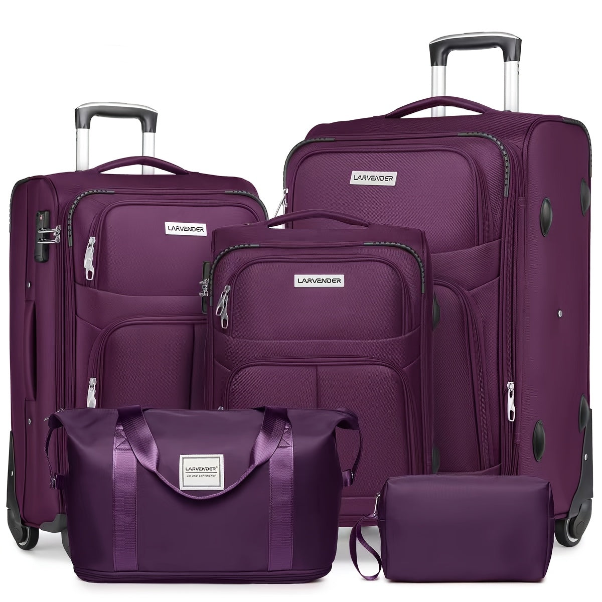 Softside Luggage Sets 4pcs with Duffel Bag, Expandable Rolling Suitcases Set with Spinner Wheels, Lightweight Upright Travel Luggage Set with TSA-Approved Lock, Multicolor