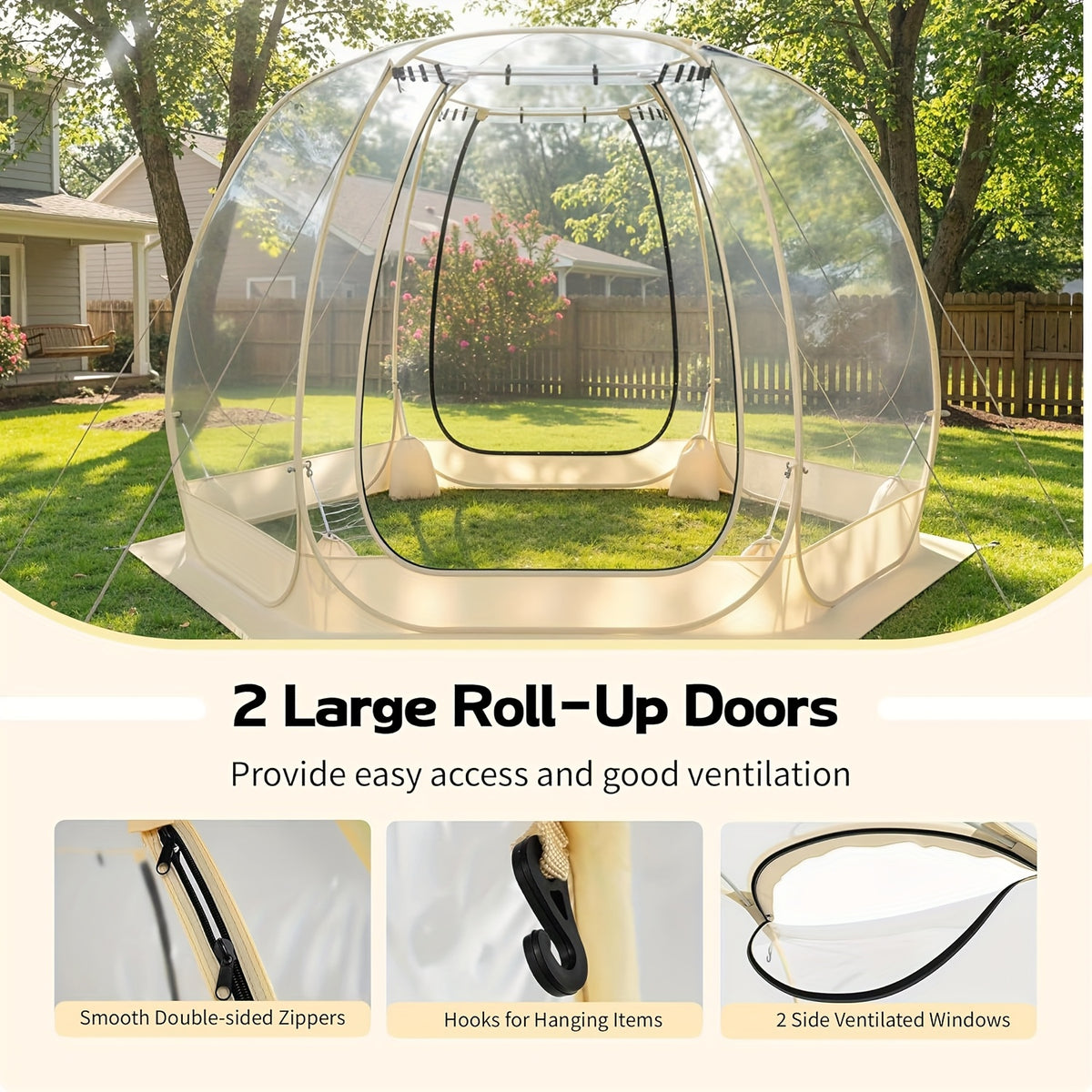 Pop Up Bubble Tent, Instant Igloo Tent Suitable for 4-6 People, Screen House for Patios, Cold