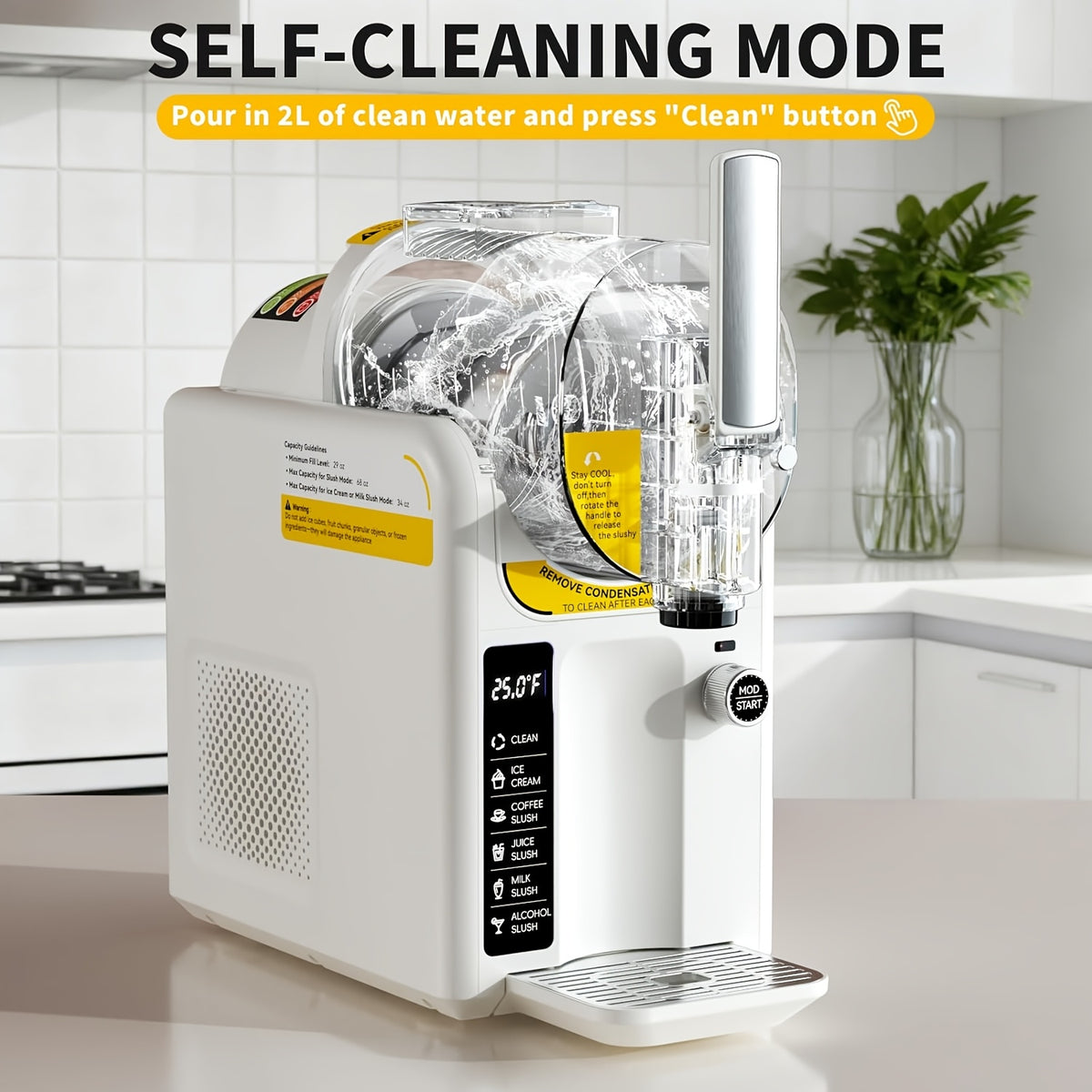 [2-In-1 Ice Cream Maker] BAOTREE 2-In-1 Ice Cream Maker Slushie Machine for Home, 88Oz Frozen Drink Maker with Rapid-Freezing Technology No Ice Needed, Self-Cleaning Soft Serve Machine with 5 Presets for Milkshake Margarita Frappes