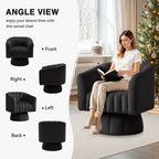 Rotating Decorative Chair, 360° Swivel Barrel Chair, Mid-century Modern Chair, Wide Soft Cushion, Modern Velvet Fabric, Round Armchair, Suitable For Living Room, Lounge, Bedroom, Black, Free Shipping