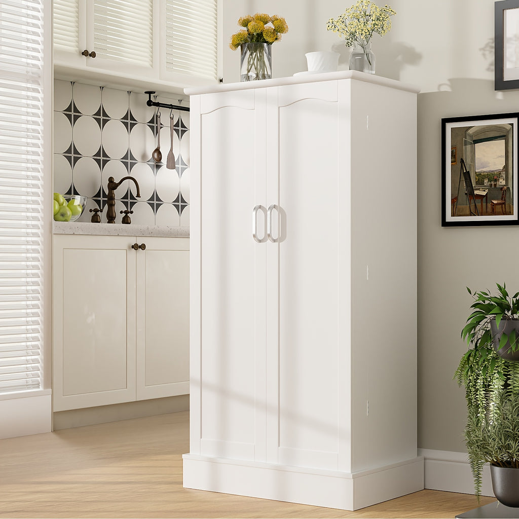 47 Inches Pantry Cabinet, Kitchen Pantry Cabinet with Adjustable Shelves, Freestanding Kitchen Pantry Storage Cabinet, Buffet Cupboards Sideboard for Kitchen, Living Room And Dinning Room