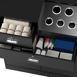 [Salon Storage Station Locker] 5 Hair Dryer Holders OmySalon Salon Storage Station Locker - Locking Drawer Beauty Barber Salon Styling Station Organizer Equipment for Hair Stylist, Two Drawers, One Storage Unit