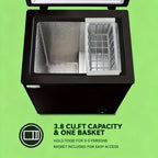 [Small Deep Freezer] WANAI Chest Freezer Small Deep Freezer 3.8 Cu.Ft Freestanding Top Door Freezer Adjustable 7 Thermostats And Removable Basket Open Garage Basement Apartment Kitchen Business