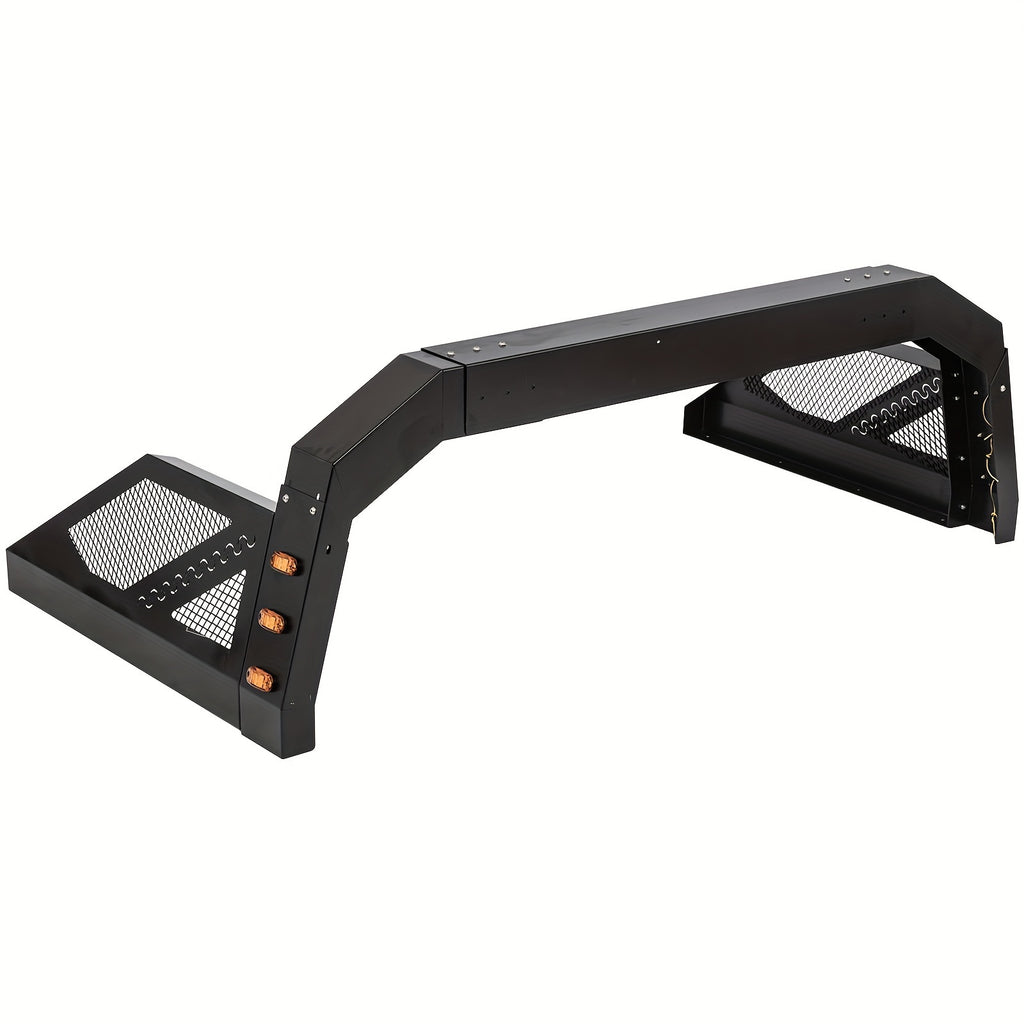 Truck Roll Bar Chase Rack Adjustable with 6 Amber Auxiliary Side Marker Lamps, Universal Fit for Pickup Trucks