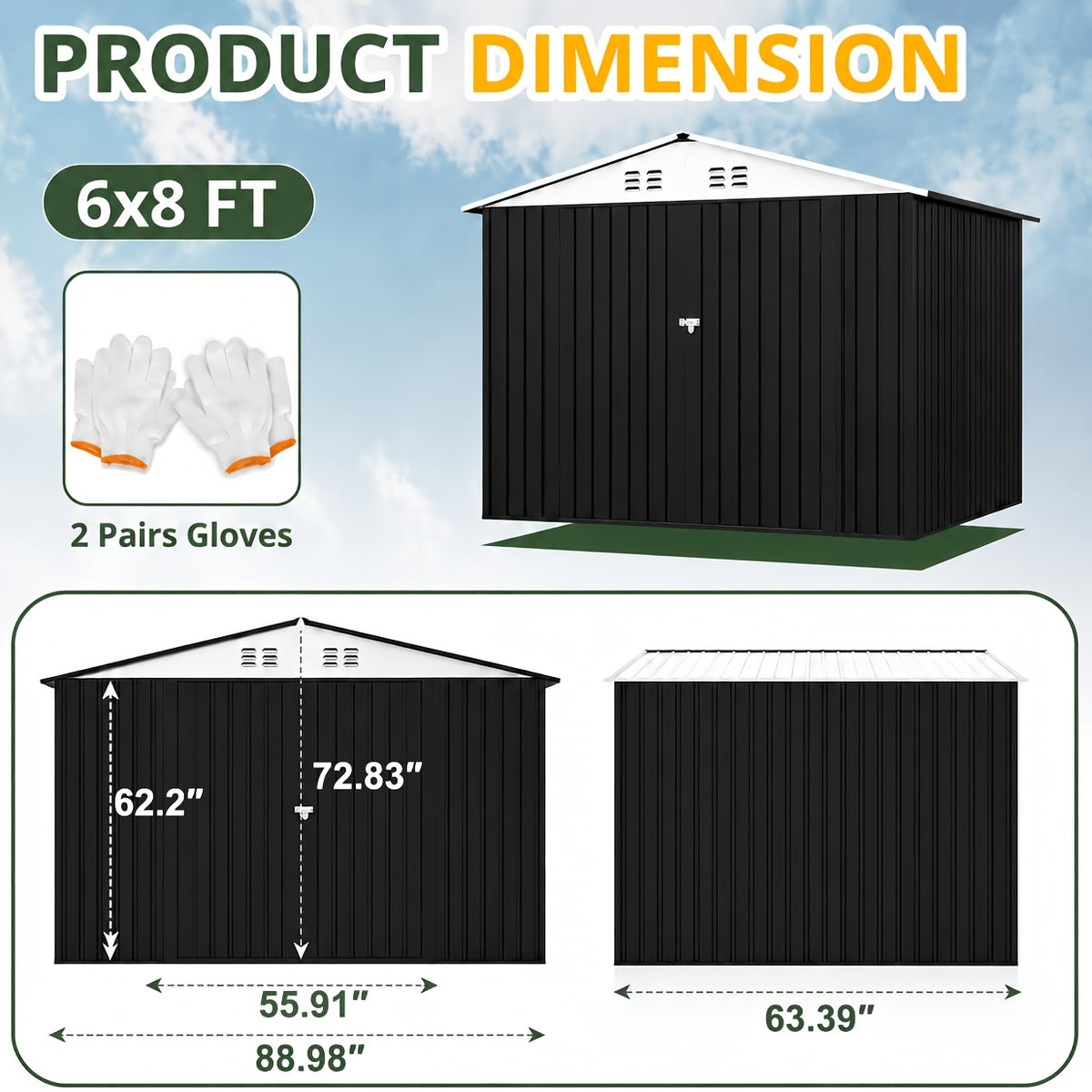 Outdoor Storage Shed, Metal Shed with Updated Frame Structure And Lockable Doors, Large Shed Upgrade Height Ideal for Garden, Backyard, Patio Utility And Tool Storage