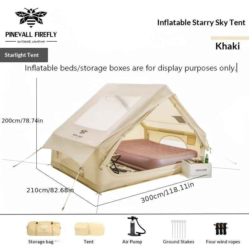4-6 Person Inflatable Camping Tent - Easy-To-Set-Up Family Outdoor Tent with Sunshade, Windproof, Heat Insulation, And Mosquito Protection. High-Quality Design, Suitable for All Seasons, Includes Storage Bag, Air Conditioning Vent, And Chimney
